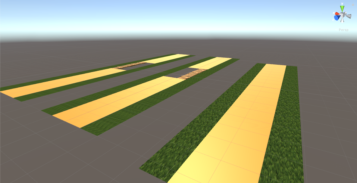 All of the roads that get instantiated. This screenshot was taken before adding fences.